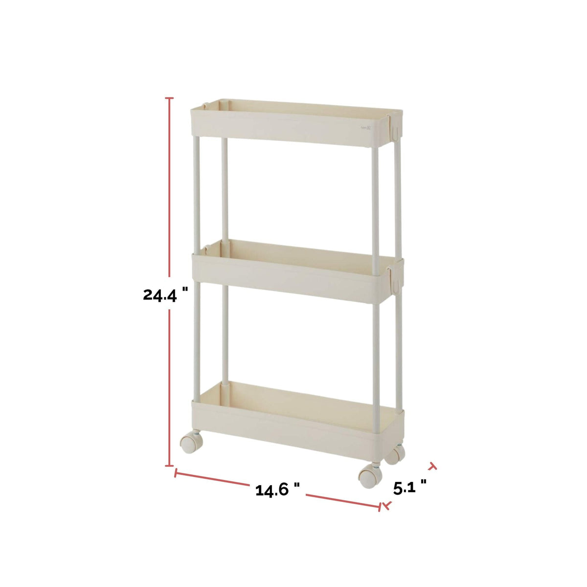 3-Tier Slim Storage Cart, Lockable Wheels