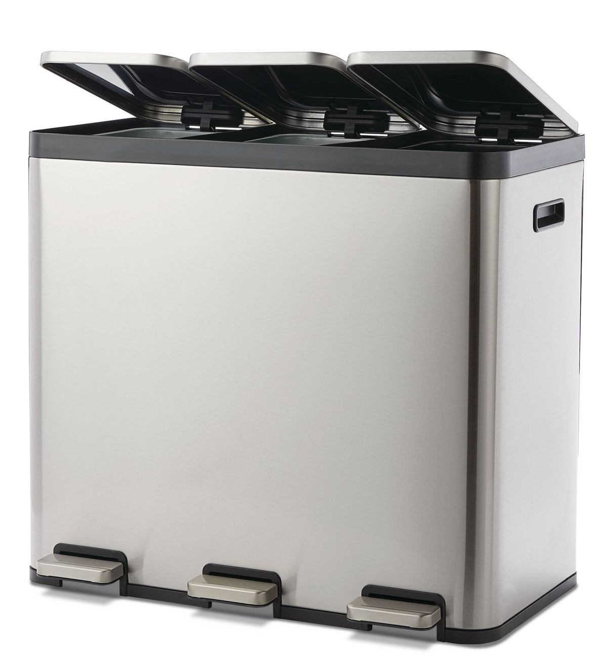 Tri-Sorter Stainless Steel Garbage Can, 3 x 20-L