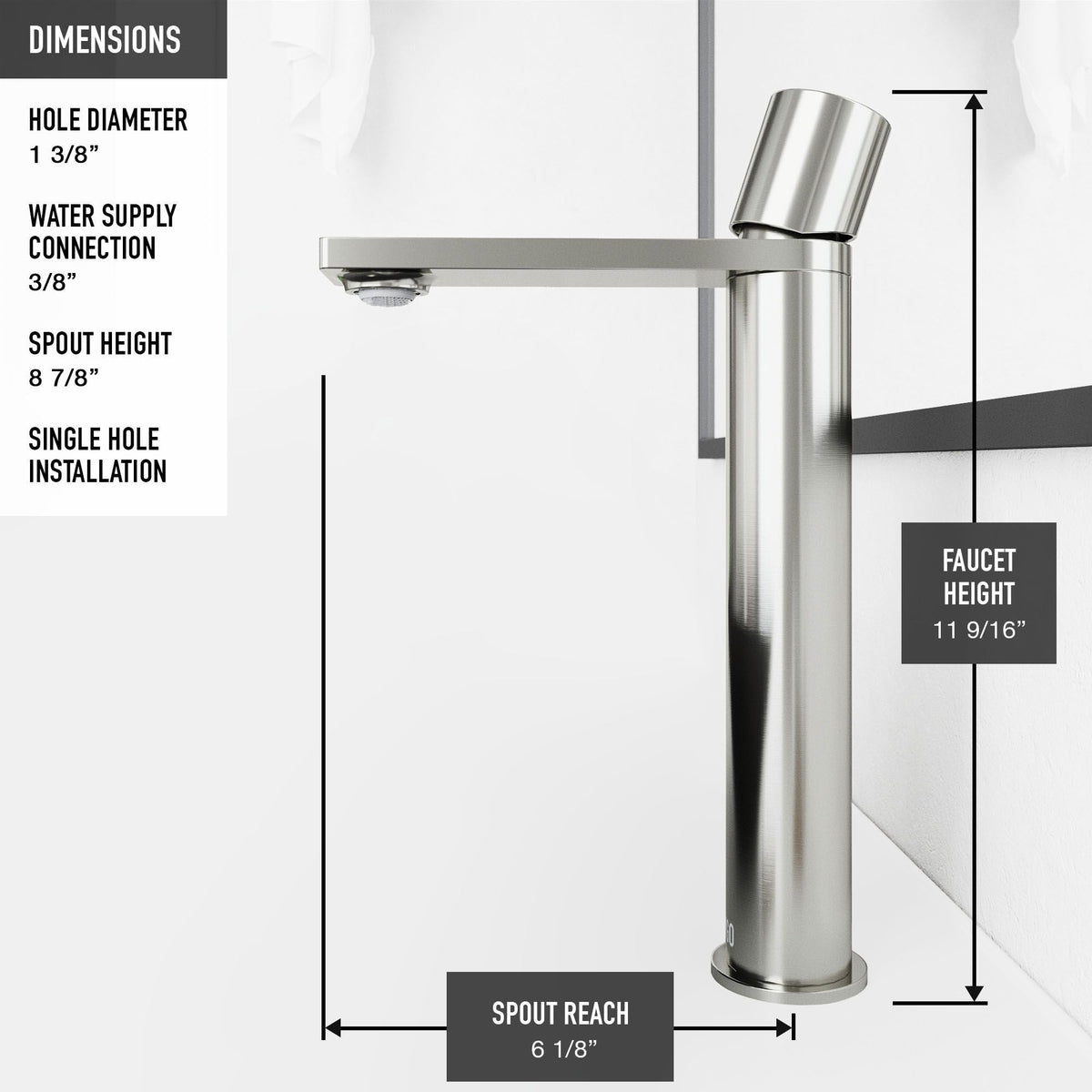 Lorca Grey Bathroom Sink/Basin Set with Gotham Faucet and Rectangular Vessel