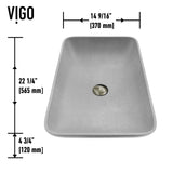 Lorca Grey Bathroom Sink/Basin Set with Gotham Faucet and Rectangular Vessel