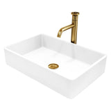 Magnolia White Bathroom Sink/Basin Set with Cass Faucet and Rectangular Composite Vessel