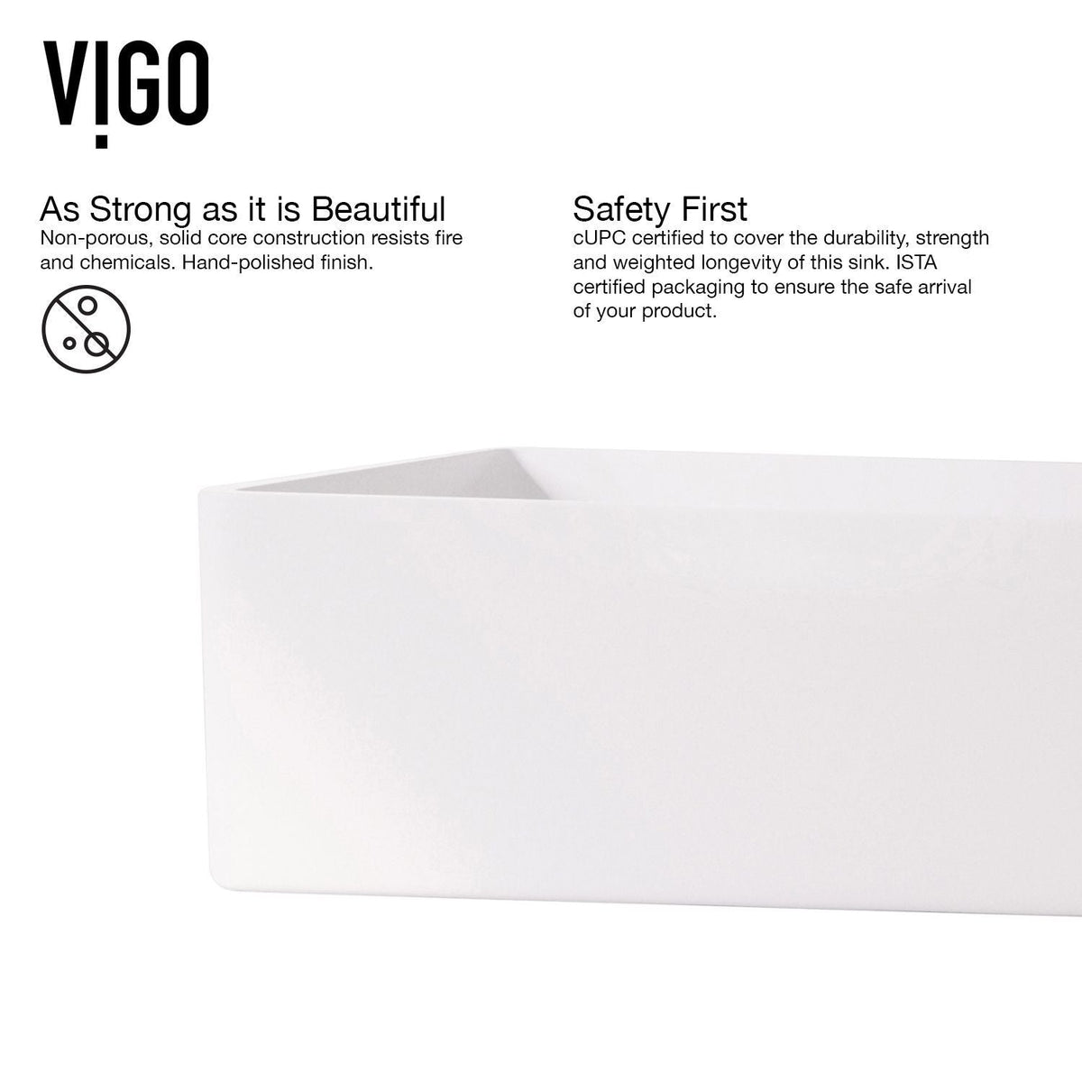 Magnolia White Bathroom Sink/Basin Set with Cass Faucet and Rectangular Composite Vessel