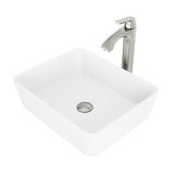 Marigold White Bathroom Sink/Basin Set with Linus Faucet and Rectangular Composite Vessel