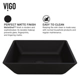 Roma Matte Black Bathroom Sink/Basin Set with Lexington Faucet and Glass Square Vessel