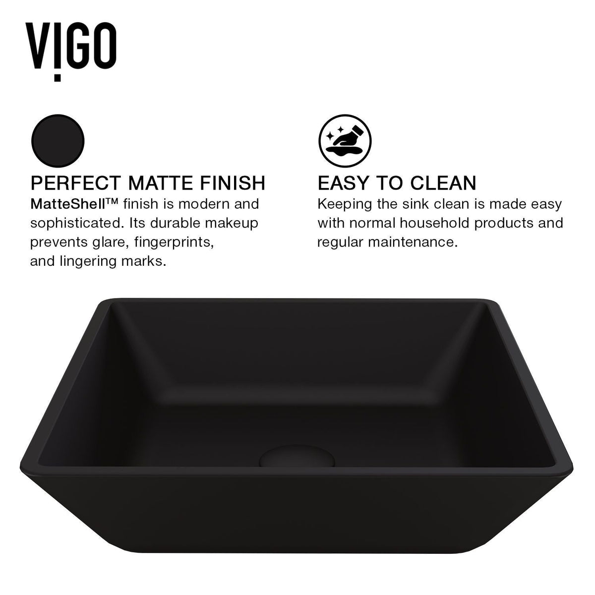 Roma Matte Black Bathroom Sink/Basin Set with Lexington Faucet and Glass Square Vessel