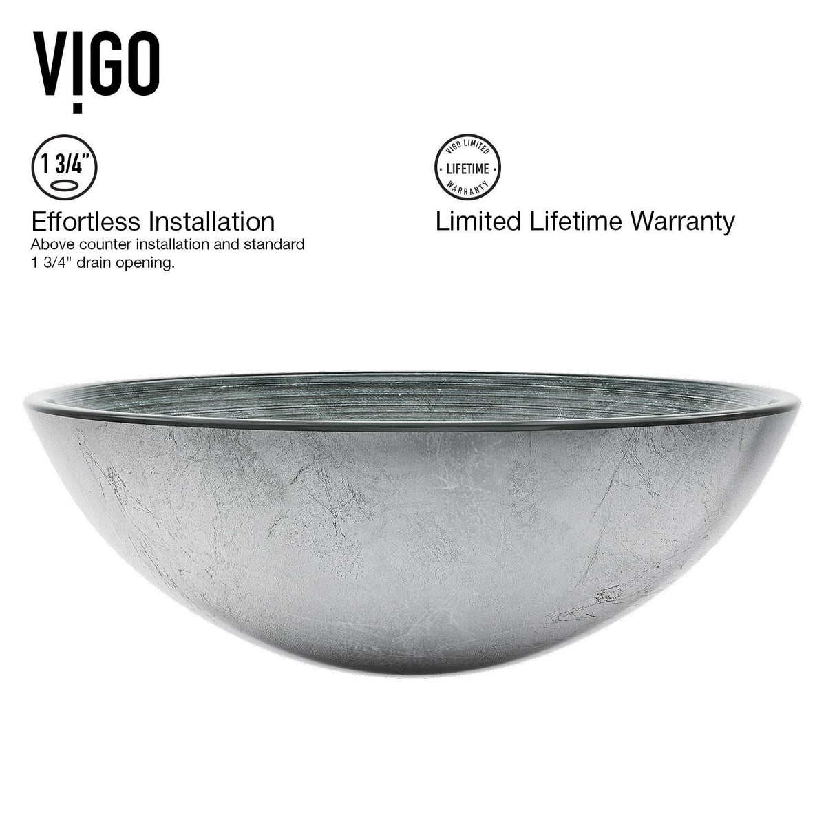 Simply Glass Round Vessel Bathroom Sink/Basin with Deep Bowl, Gray