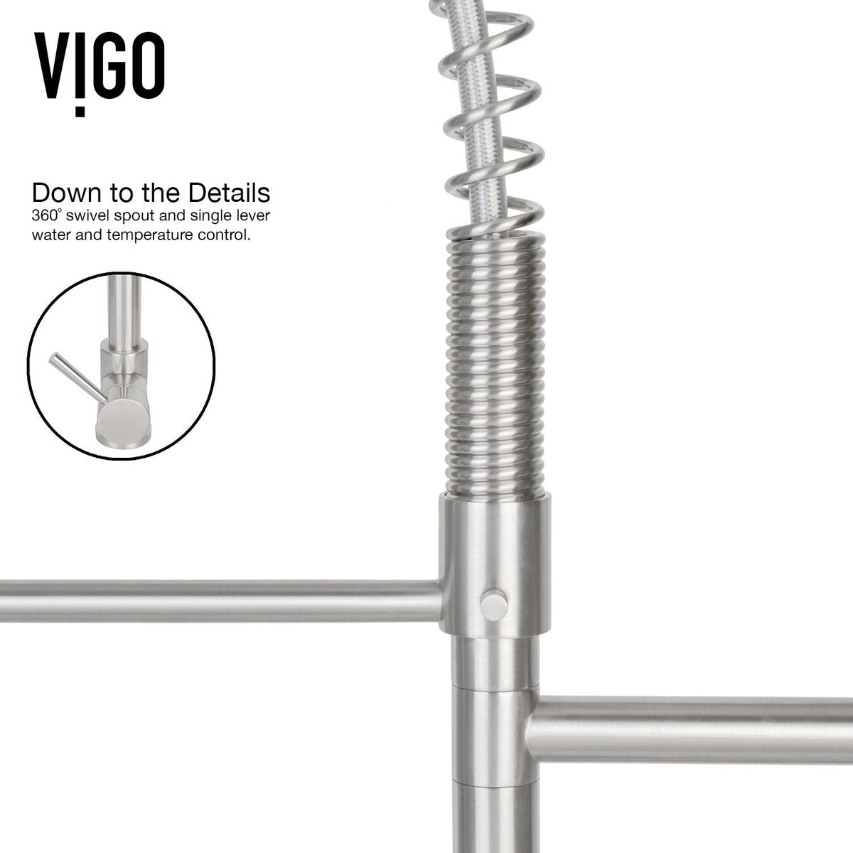 Zurich Single Handle Pull Down Spray Kitchen Faucet, Stainless Steel